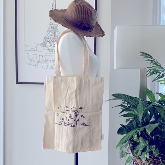 Living Basics Handbags - Cotton Canvas Shopping Tote NEW